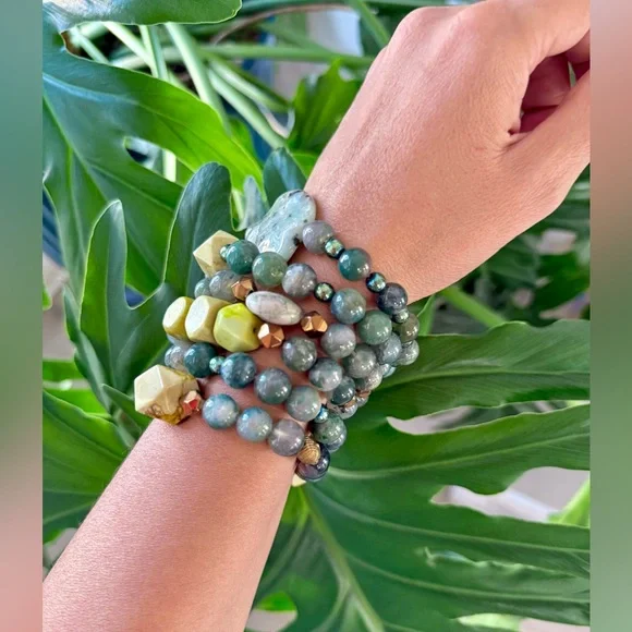 Amazonite, Moss Agate & Hematite Bracelet (one) - Picture 6 of 6